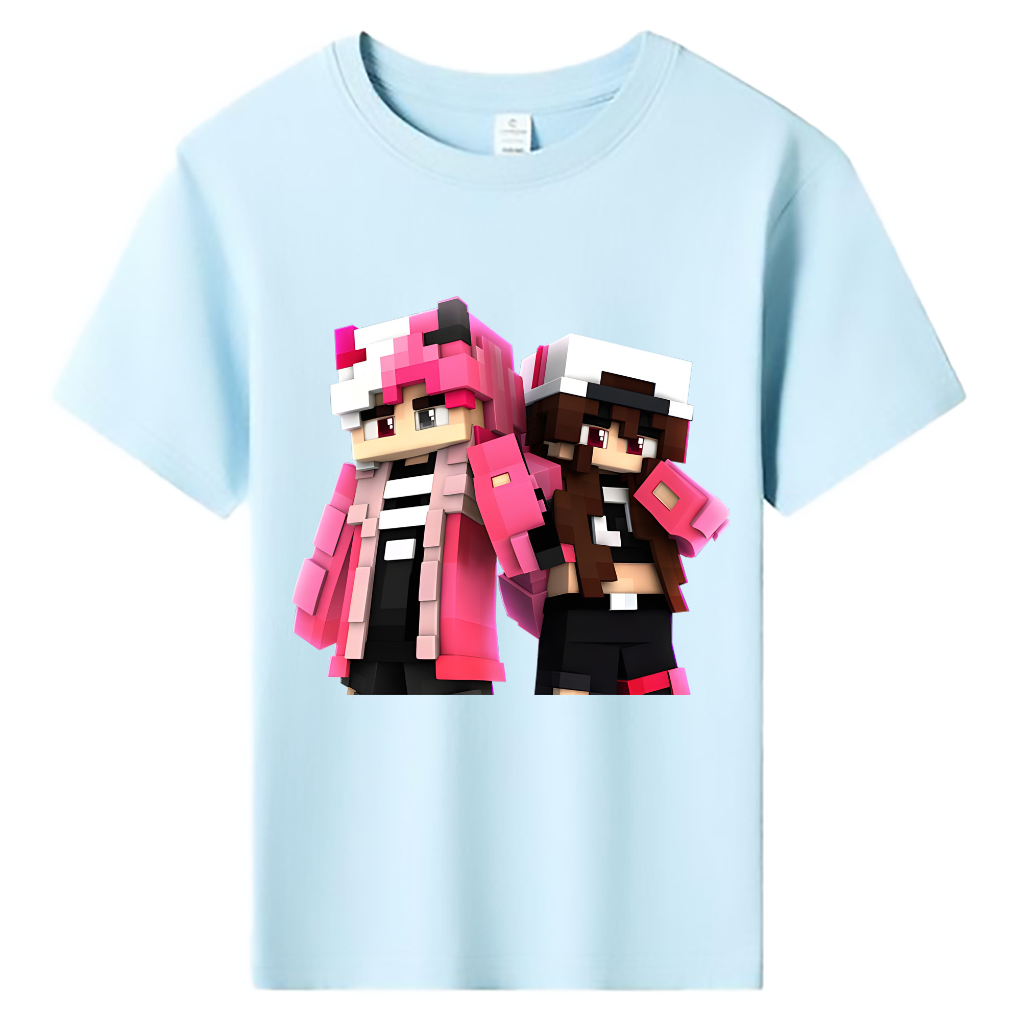 （画像用） マインクラフト ブロックの世界 Minecraft MC Block world 綿100％キッズTシャツ（フロントプリント）